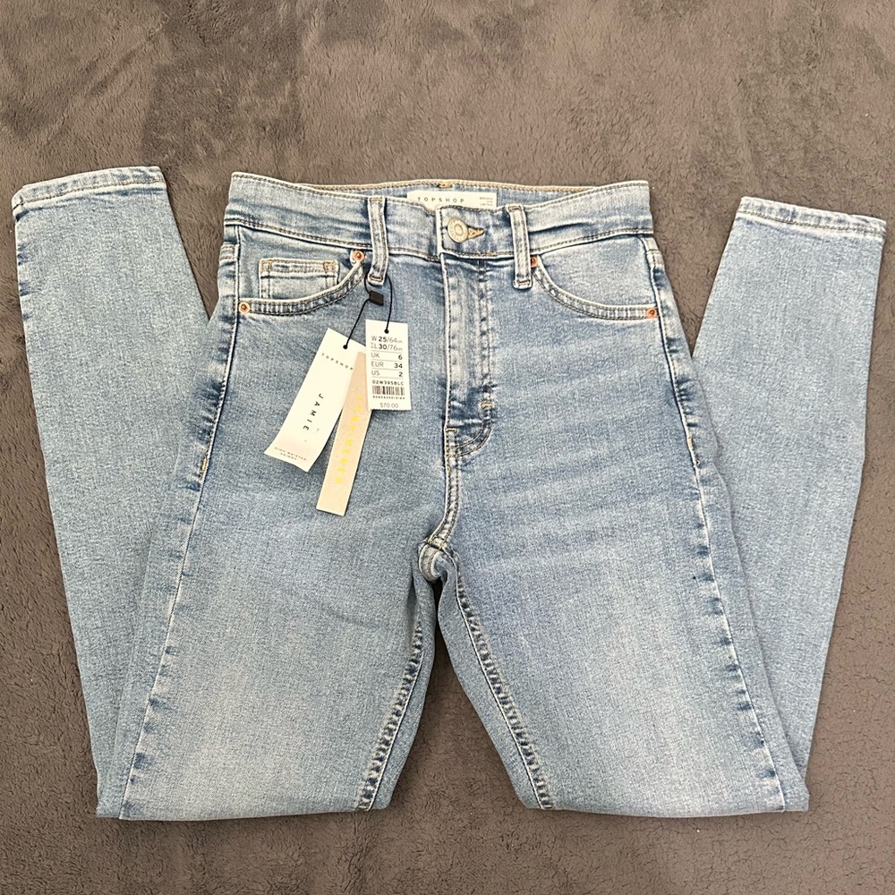 Topshop Light Blue High-Rise Distressed Skinny Jamie Jeans *NWT*